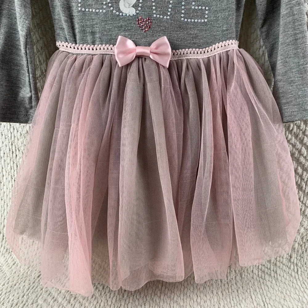 Peanuts Snoopy‎ Love Tutu Dress Gray Pink Toddler Girl 18M Valentines Day Tulle